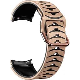 Ремінець для Samsung Galaxy Watch 5 44mm - бежево-чорний ширина кріплення 20мм силікон Watchbands Scales (W19-9WB61136966)