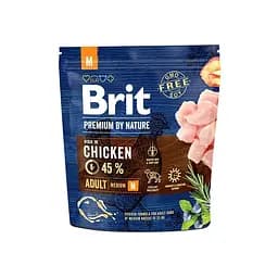 Сухой корм Brit Premium Adult M 1 кг для взрослых собак средних пород (весом от 10 до 25 кг) (курица)