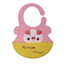 Силіконовий слинявчик з кишенею Kiddy Baby show свинка Рожевий