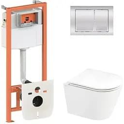 Набір Q-tap Nest 4 в 1 підвісний унітаз Scorpio Ultra Quiet 520x365x365 + комплект інсталяції QT1433053EUQW45162