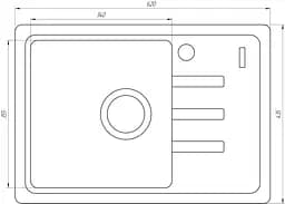 Кухонна мийка гранітна Globus Lux Mono чорний металік 620x435мм-А0001, Чорний - мініатюра 3