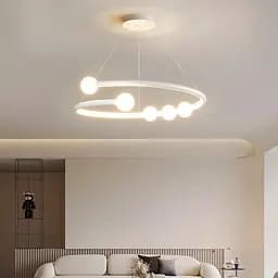 Дизайнерская белая LED люстра с акриловыми шариками | Line F | Ст. 901-600 WT LED+G9*2