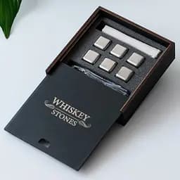 Сталеві кубики для віскі в дерев'яній коробці. 6 кубиків 