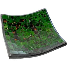 Блюдо теракотове з зеленою мозаїкою 14.5х14.5х2 см