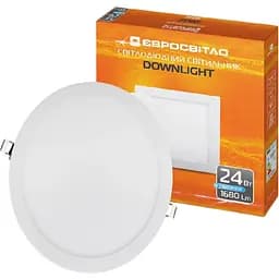 Світильник точковий врізний Євросвітло 24Вт коло LED-R-300-24 6400К (39189)