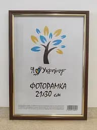 Фоторамка 21Х30, (А4), коричнева із золотою вставкою, 1515-В84, СКЛО + КАРТОН                                     