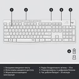 Комплект (клавiатура, миша) бездротовий Logitech MK295 Combo White (920-009824) - мініатюра 10
