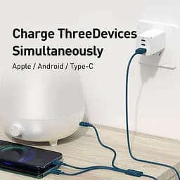 Кабель Baseus Superior Series Fast Charging Data Cable USB to M+L+C 3.5A 1.5m Blue (CAMLTYS-03) - мініатюра 8