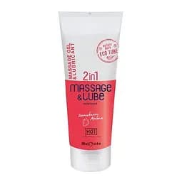 Массажный гель и лубрикант HOT Massage & Glide Gel 2in1 Strawberry 200 мл