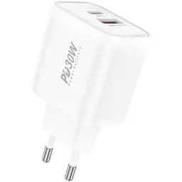 Мережевий зарядний пристрій Foneng PD 30W (1xUSB, 1xType-C) White (EU52-CH)