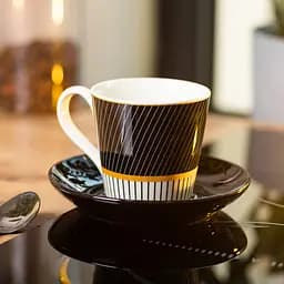 Чашка з блюдцем порцелянова 200 мл, diagonal Liling Rongxiang Ceramic RX-N24708BW - мініатюра 3