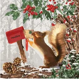 Набір для розпису по номерах Тварини, птахи Маленьке білченя, 40x40 см, КНО4095