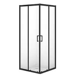 Душевая кабина Cersanit Brasco 80x80 см квадратная раздвижная прозрачное стекло без поддона black S16 8-007, прозрачный, черный