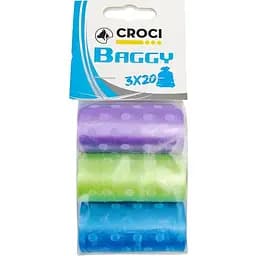 Гігієнічні пакети Croci для прибирання за собаками з малюнком у горошок 60 шт. (3 рулони x 20 шт.)
