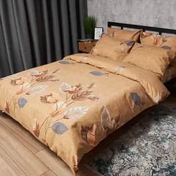 Комплект постільної білизни Moon&Star Микросатин Premium Amber Leaf Полуторний Євро 160х220 наволочки 2х70х70