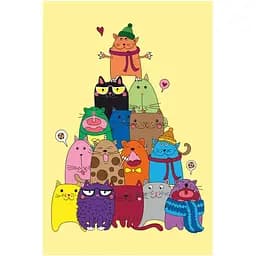 Полотно на картоне с контуром Rosa Start Яркие котики 20х30 хлопок акрил