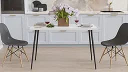 Кухонний стіл Марсель 30 Ferrum-decor 75x120x70 Чорний метал ДСП Білий 32 мм (FRD-106693)