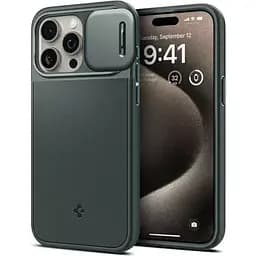 Чохол із захистом камери Spigen Optik Armor (MagFit) Abyss Green для iPhone 15 Pro (ACS06739)