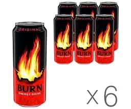 Burn Original, Упаковка 6 шт. по 0,5 л, Напій енергетичний Берн Ориджинал