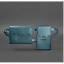 Набір жіночих зелених шкіряних сумок Mini поясна / кроссбоді