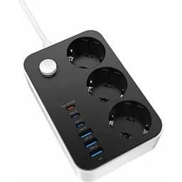 Фільтр-подовжувач мережевий СolorWay 2м 3 розетки 6USB black (CW-CHE36PDB)