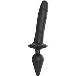 Анальная пробка с дилдо 2 в 1 Strap-On-Me Switch Plug-In Realistic Dildo Black XXL диаметр 5.2/3.9 см