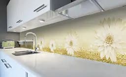 Вініловий кухонний фартух Квіти на піску наклейка для кухні ПВХ Бежевий 60х250 см Happy Pocket Z181678 - мініатюра 6