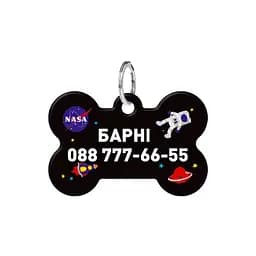 Адресник для собак і котів персоналізований Waudog Smart ID з QR паспортом, NASA, М, 38х26 мм - мініатюра 2