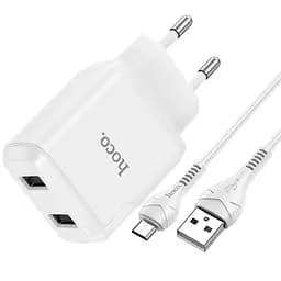 Адаптер HOCO Micro USB кабель Speedy dual port charger set N7 |2USB, 2.1A| (Safety Certified)