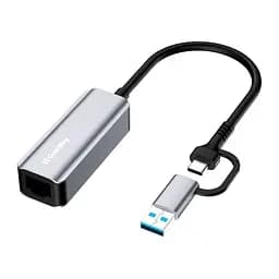 Сетевой адаптер USB 3.0/Type-C - Gigabit Ethernet, Grey ColorWay teh0024062