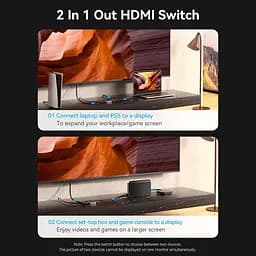 Перемикач двонаправлений Vention Switch HDMI 2.1 8K 60Hz 3D HDCP HDR Dolby 7.1 2 in 1 out - мініатюра 9