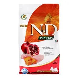 Сухий беззерновий корм для дорослих собак малих порід Farmina N&D Grain Free Pumpkin Dog Chicken&Pomegranate Adult Mini, гарбуз, курка та гранат, 800 г