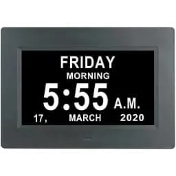 Годинник Johnziny 7-дюймовий цифровий з календарем і датою, 12 варіантів з автоматичним затемненням