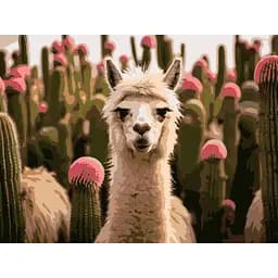 Картина по номерам Strateg Альпака среди цветов 30х40 см (SS-1265)