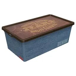 Коробка Qutu Trend Box Denim Leather, 5 л, 33,5х19х11,5 см, синій з коричневим (TREND BOX с/к DENIM LEATHER 5л.)