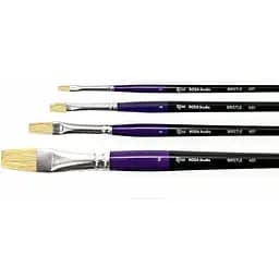 Пензель щетина плоска 401 №12 довга ручка Rosa Studio