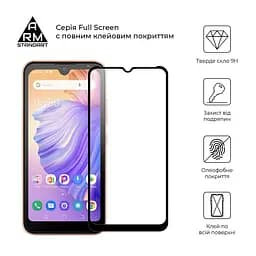 Захисне скло для TECNO POP 5 Go (BD1), Full Glue, 2.5D, на весь екран, глянцеве, загартоване 9H, повне проклеювання по всій поверхні, з чорною рамкою, протиударне, ArmorStandart (ARM65314) - мініатюра 2