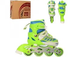 Ролики раздвижные A 4122-S-P размер (31-34) Зеленый