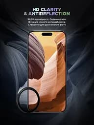 Захисне скло для камери Apple iPhone 16/16 Plus, Supreme BI, чорний колір, з рамкою, глянцеве скло для захисту лінз, протиударне, прозоре, з клейовим шаром по контуру, не впливає на якість фото, ArmorStandart (ARM79425) - мініатюра 4