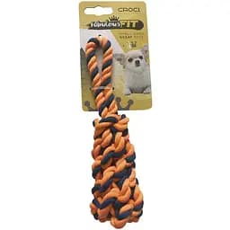 Игрушка для мелких собак Croci плетеная кость из каната оранжевая 19 см