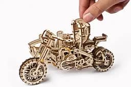 Механічний 3D Пазл Ukrainian Gears Мотоцикл Scrambler UGR-10, з коляскою, 380 елементів (70137) - мініатюра 8