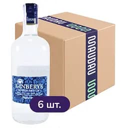 Упаковка джину Ginbery's London Dry Gin 37.5% 6 л (1 л х 6 шт.)