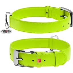 Ошейник для собак Waudog Glamour кожаный с QR паспортом, без украшений, L, Ш 35 мм, Дл 46-60 см (4820152561008)