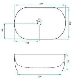 Умивальник Rea Amelia Mini 38x26 aiax shine (REA-U9107), Глянцева - мініатюра 6