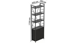 Етажерка 4/60 Серії Конект з тумбою 179x60x28 Чорний ДСП Сосна Кембра FRD-104486 - мініатюра 3
