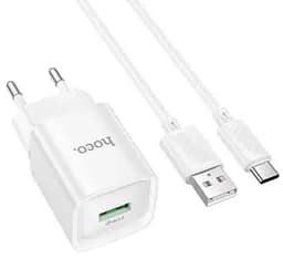 СЗУ Hoco C145A Charm single port QC3.0 charger set(Type-C)(EU) White