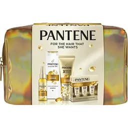 Подарунковий набір Pantene Pro-V Інтенсивне відновлення: шампунь 250 мл + бальзам-ополіскувач 220 мл + олія для волосся 100 мл + поживний коктейль в ампулах 3x15 мл + косметичка
