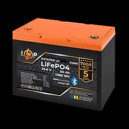 Акумулятор LP LiFePO4 25,6V - 50 Ah (1280Wh) (BMS 80A/50А) пластик Smart BT - мініатюра 2