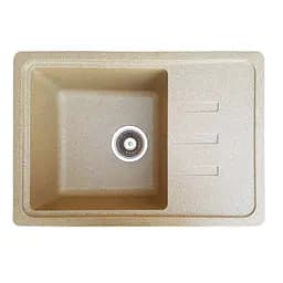 Гранитная врезная кухонная мойка WIZ № 10 прямоугольная 620х435 мм (Бежевая)