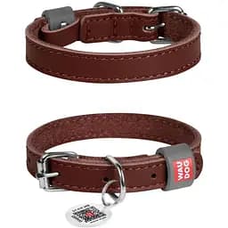 Нашийник для собак Waudog Classic, шкіряний, з QR паспортом, 21-29х1,2 см, коричневий - мініатюра 3